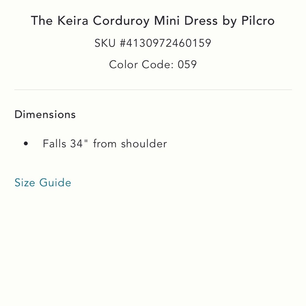 NWOT Anthropologie Pilcro Keira corduroy mini dress - Picture 5 of 6